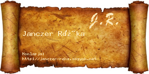 Janczer Réka névjegykártya