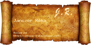 Janczer Réka névjegykártya